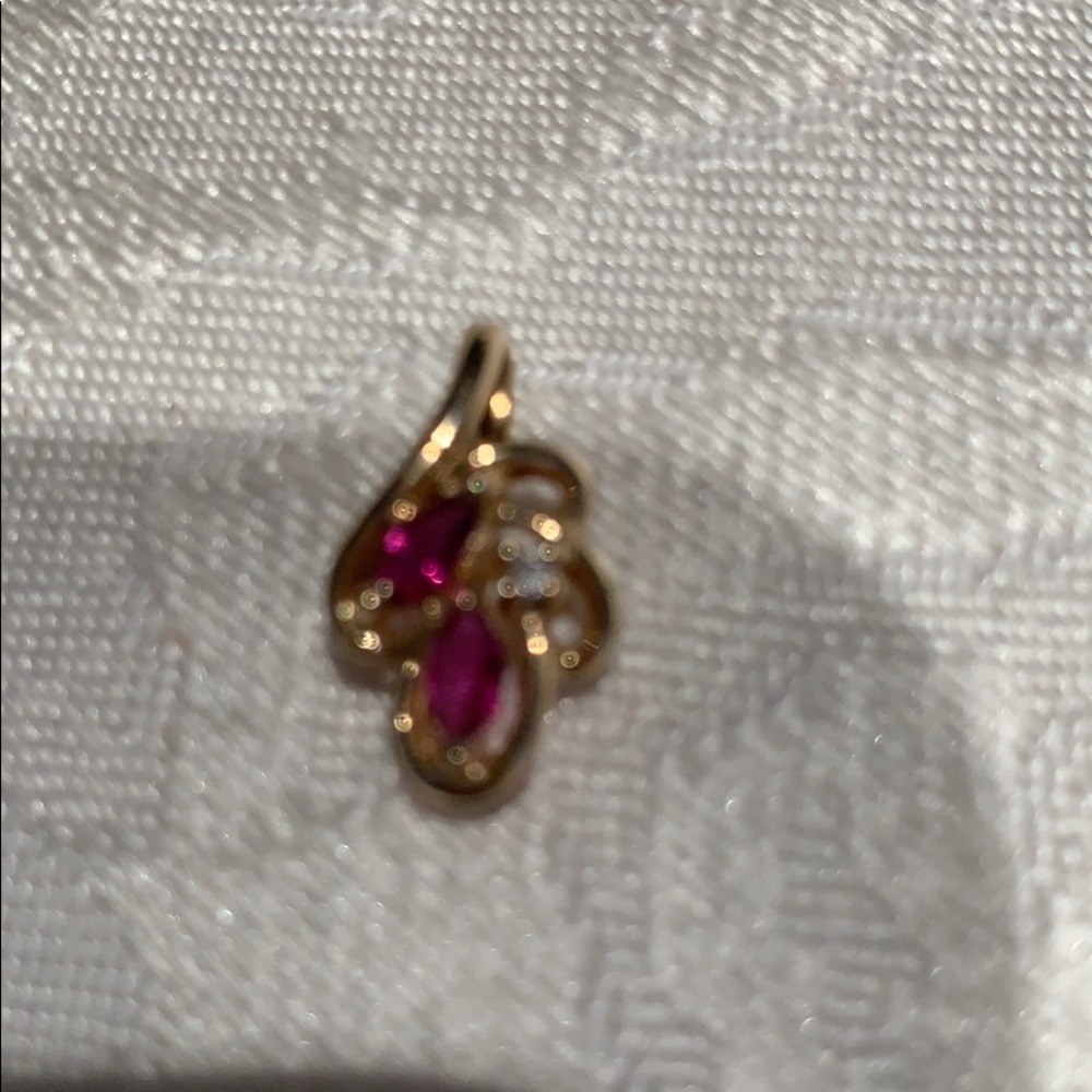Ruby Pendant With Diamond Accent - image 1